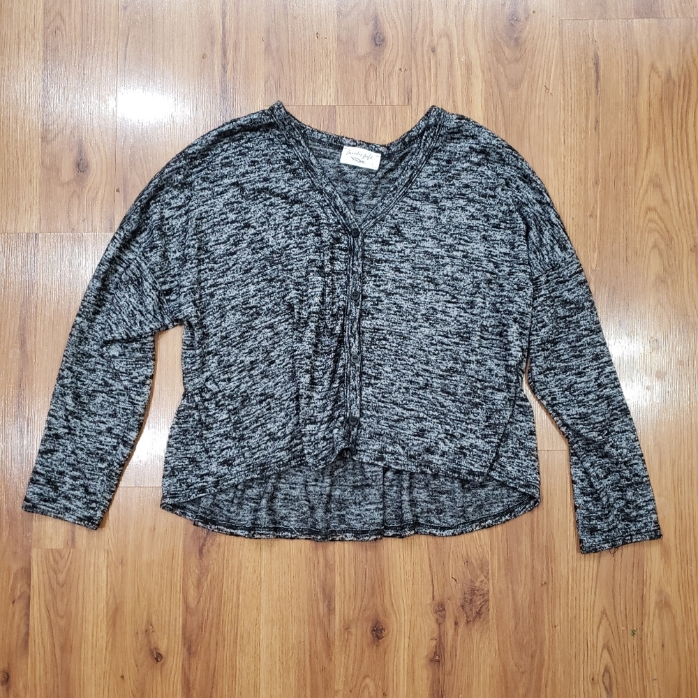 Gray Lavender Field Relaxed button Top!